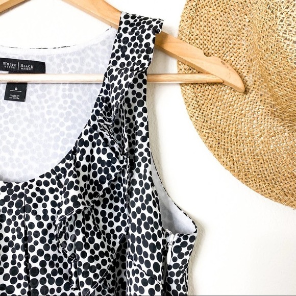 White House Black Market Polka Dot Ruffle Tank Top - Picture 4 of 13